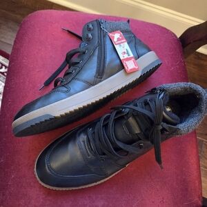 Black Leather High-Top Men's Shoes Size 47